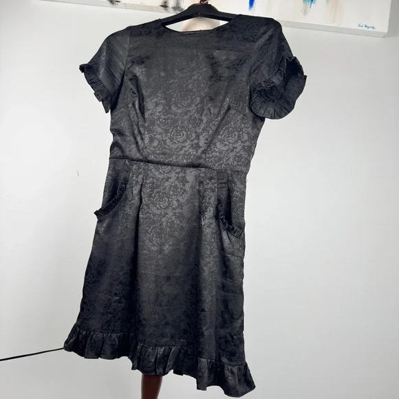 Lulus Cocktail Power Black Floral Embossed Satin Mini Dress - Picture 5 of 10
